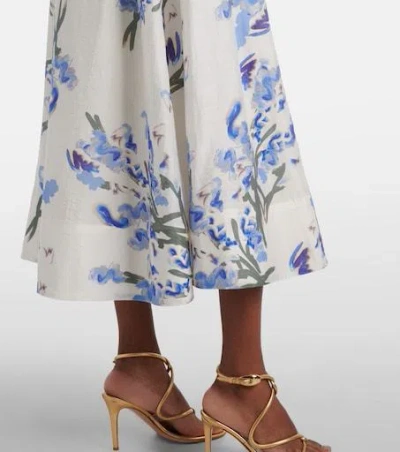 Rebecca Vallance Bluebell Belted Draped Floral-print Organza Midi Dress In Multi