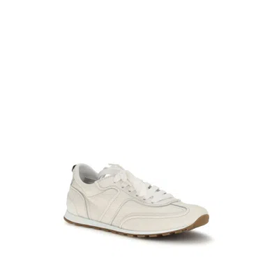 Brunello Cucinelli Grained Soft Leather Runners With Shiny Loops Shoes In White