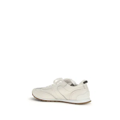 Brunello Cucinelli Grained Soft Leather Runners With Shiny Loops Shoes In White