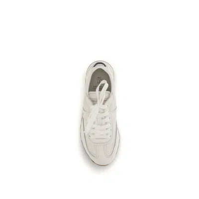 Brunello Cucinelli Grained Soft Leather Runners With Shiny Loops Shoes In White