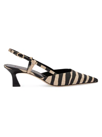 Stuart Weitzman 50mm Vinnie Zebra Moire Slingback Pumps In Multi