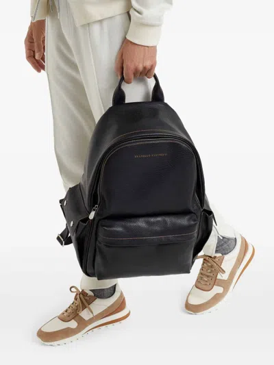 Brunello Cucinelli Leather Backpack In Red
