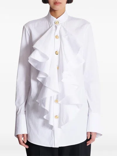 Balmain Poplin Shirt With Ruffles In White