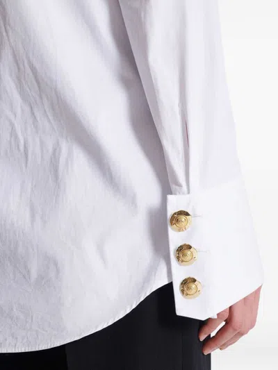 Balmain Poplin Shirt With Ruffles In White