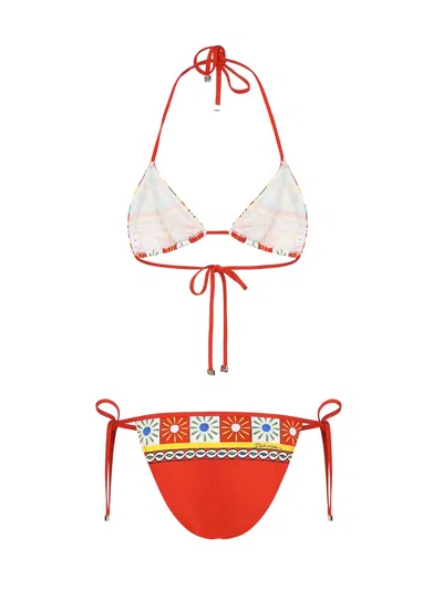 Dolce & Gabbana Printed Triangle Bikini In Multi