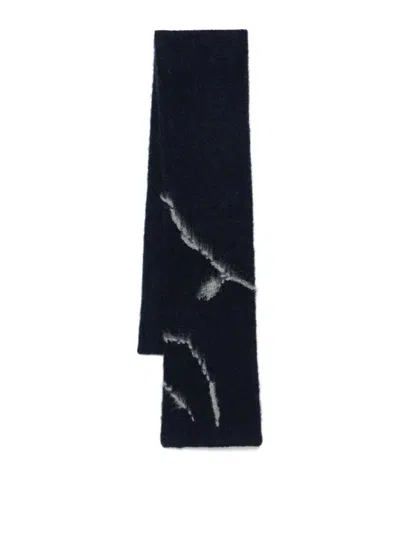 Dries Van Noten Long Rectangle Scarf Abstract Pattern Soft Texture In Black