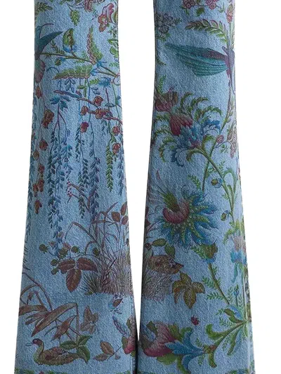 Etro Light Blue Patterned Jeans In Blue