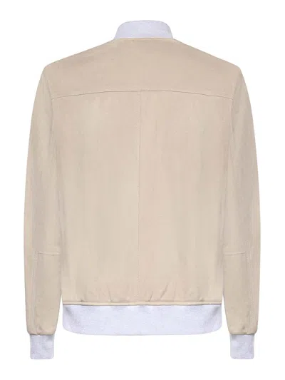 Eleventy Suede Bomber Jacket In Brown