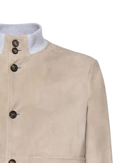 Eleventy Suede Bomber Jacket In Brown