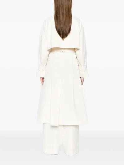 Herno Long Raincoat Belted Waist Buttoned Cuffs Collar In White