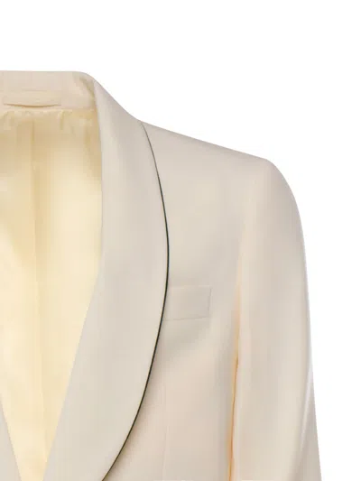 Lardini Single-breasted Stretch Wool Jacket In White