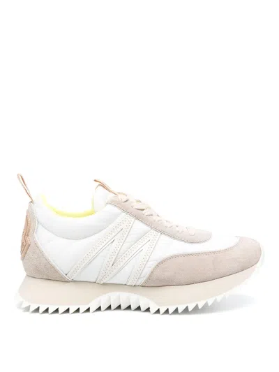 Moncler Pacey Sneakers In Nylon And Suede Leather. In White