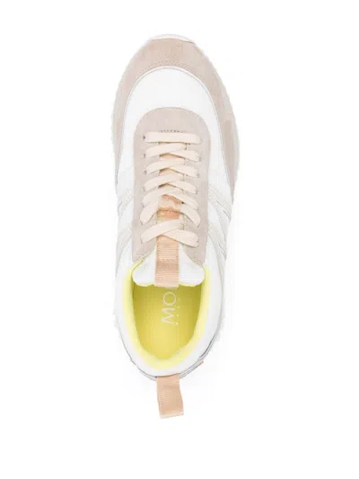Moncler Pacey Sneakers In Nylon And Suede Leather. In White