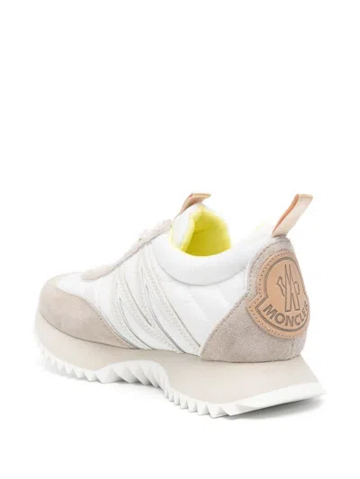 Moncler Pacey Sneakers In Nylon And Suede Leather. In White