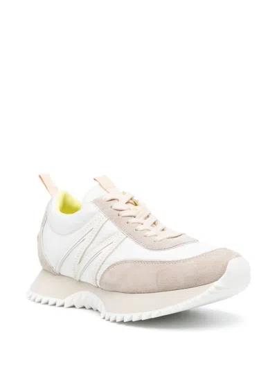 Moncler Pacey Sneakers In Nylon And Suede Leather. In White
