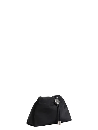 Moncler Compact Handheld Pouch Handbag With Logo Detail In Black