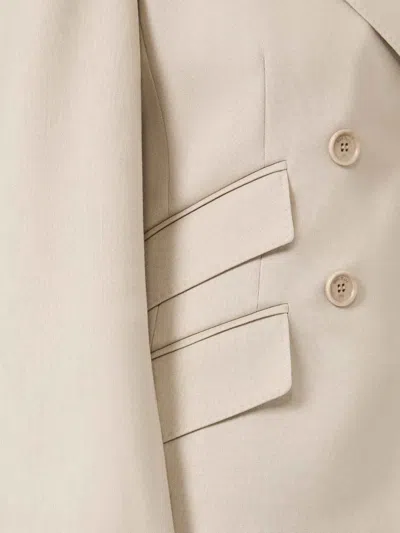 Max Mara Double-breasted Virgin Wool Blazer In Neutral