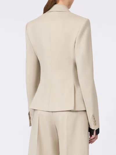 Max Mara Double-breasted Virgin Wool Blazer In Neutral