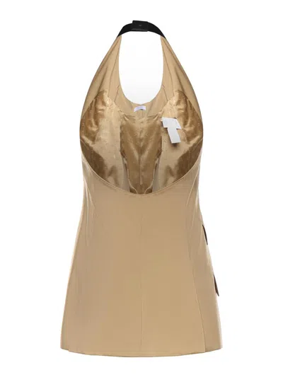 Max Mara Maxmara Mxsnuraghe Sleeveless Jacket In Wool And Silk Poplin In Brown