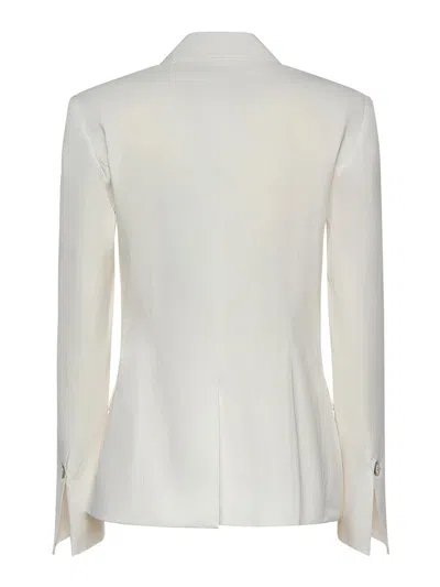 Pinko White Solid Notched Lapel Blazer In White