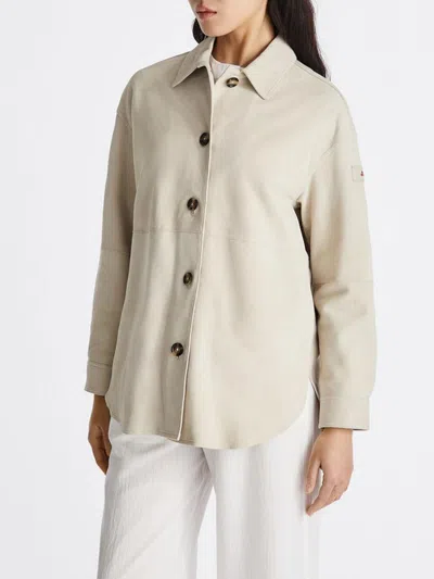 Peuterey Beige Solid Shirt Collar Jacket In Multi