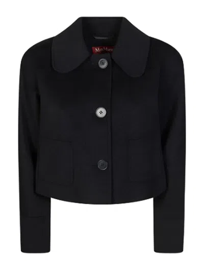 Max Mara Round-collar Single-breasted Jacket In Black