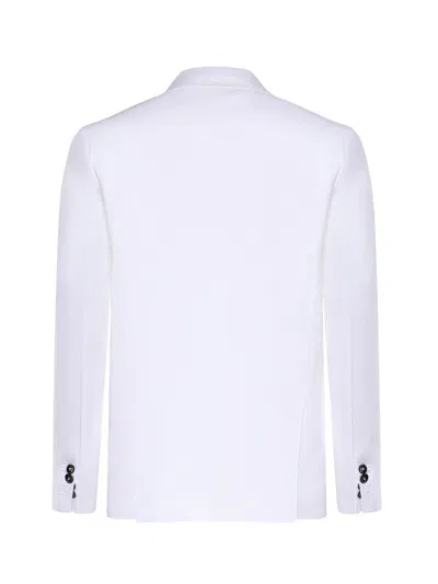 Michael Coal Double-breasted Linen Blazer In White