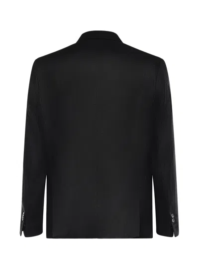 Michael Coal Double-breasted Linen Blazer In Black