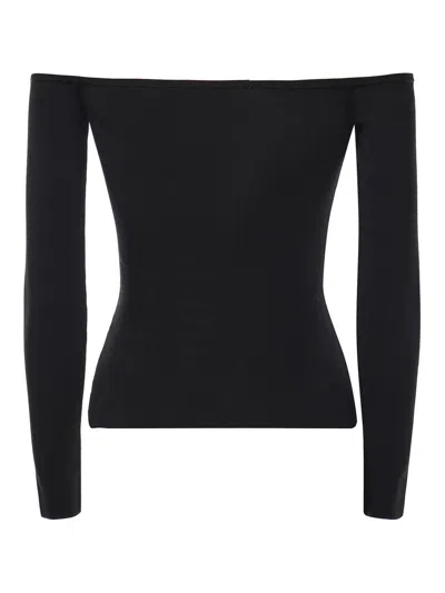 Christopher Esber Curved Knit Long-sleeved Top In Black