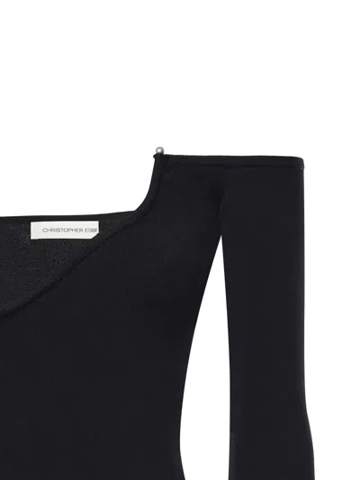 Christopher Esber Curved Knit Long-sleeved Top In Black