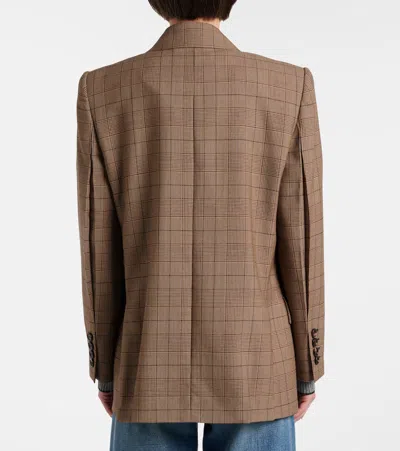 Chloé Double-breasted Tailored Jacket In Check Wool In Brown