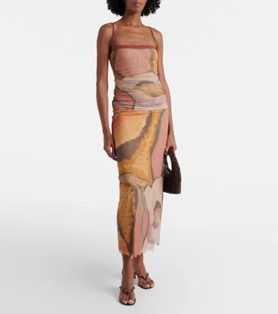 Sir Printed Mesh Maxi Skirt In Multi