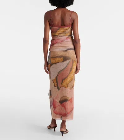 Sir Printed Mesh Maxi Skirt In Multi
