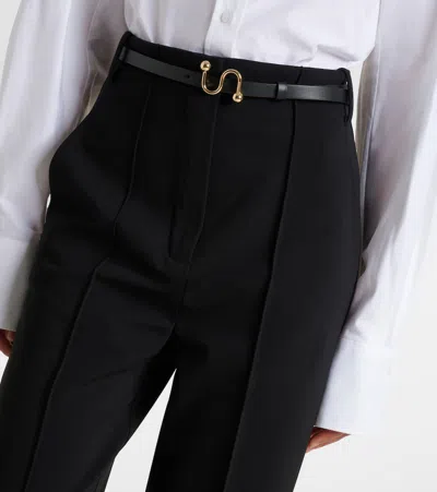 Sportmax Black Straight Flat Front Pants In Black