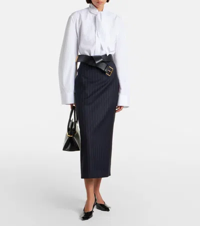 Givenchy Bow Neck Cotton-poplin Button-down Shirt In White