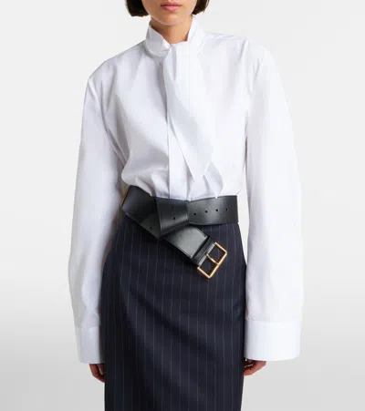 Givenchy Bow Neck Cotton-poplin Button-down Shirt In White