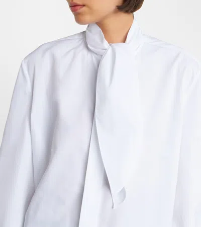 Givenchy Bow Neck Cotton-poplin Button-down Shirt In White