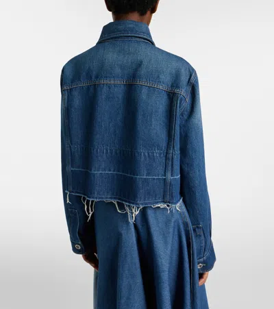 Givenchy Cropped Raw-edge Cotton Denim Jacket In Blue