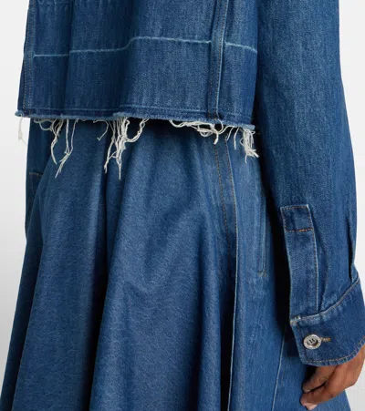 Givenchy Cropped Raw-edge Cotton Denim Jacket In Blue