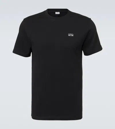Loewe Mens Anagram-embroidered Cotton T-shirt Black In Black