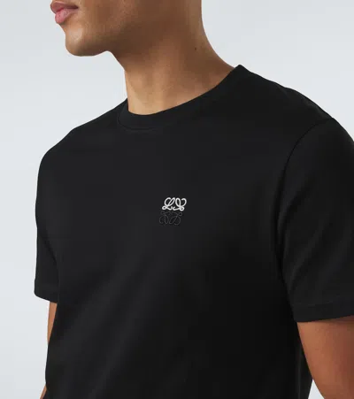 Loewe Mens Anagram-embroidered Cotton T-shirt Black In Black