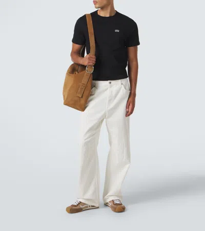 Loewe Mens Anagram-embroidered Cotton T-shirt Black In Black