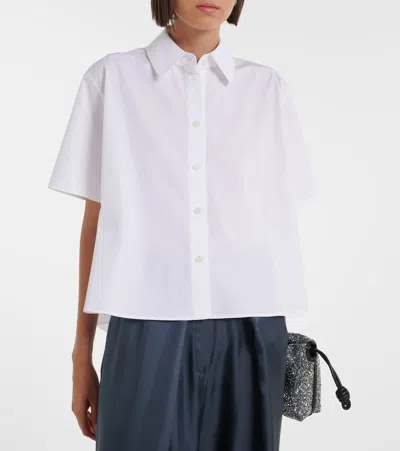 Loewe Logo-embroidered Cotton-poplin Shirt In White