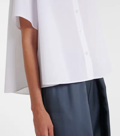 Loewe Logo-embroidered Cotton-poplin Shirt In White