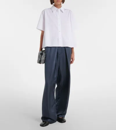 Loewe Logo-embroidered Cotton-poplin Shirt In White