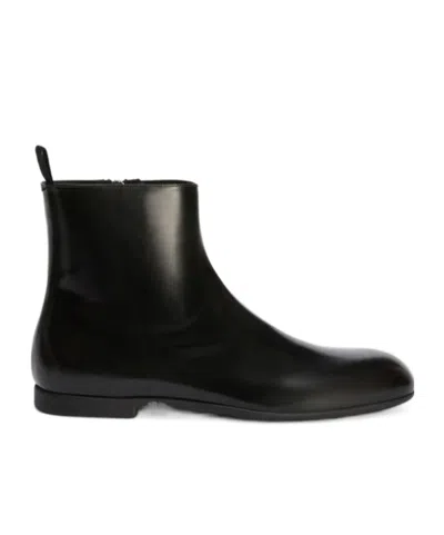Jil Sander Leather Ankle Boots Flat Sole Pull Tab In Multi