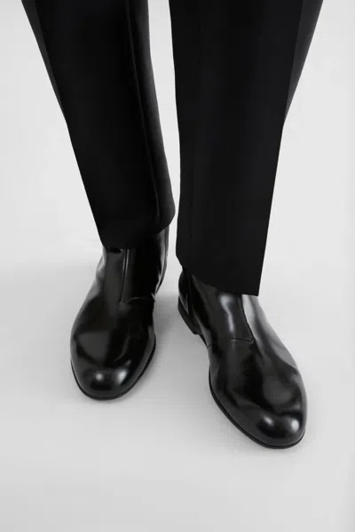 Jil Sander Leather Ankle Boots Flat Sole Pull Tab In Multi