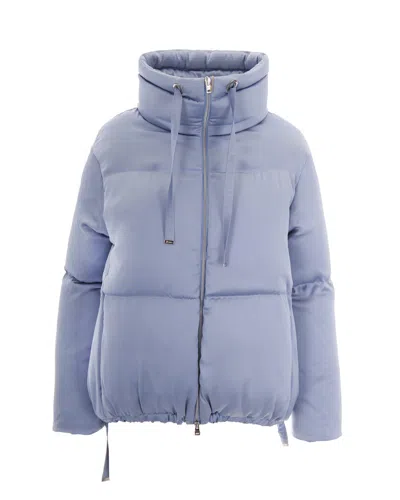 Herno Light Blue Mock Collar Jacket In Multi