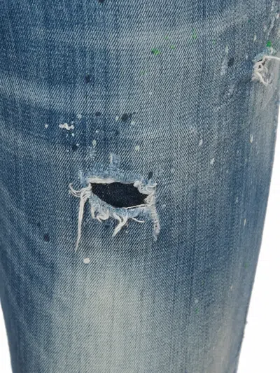 Pre-owned Dsquared2 Distressed Slim-fit Jeans In Blue