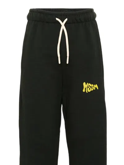 Msgm Logo-print Track Pants In Black